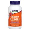 Now Foods Vitamin D3 + K2 - 120 Capsules